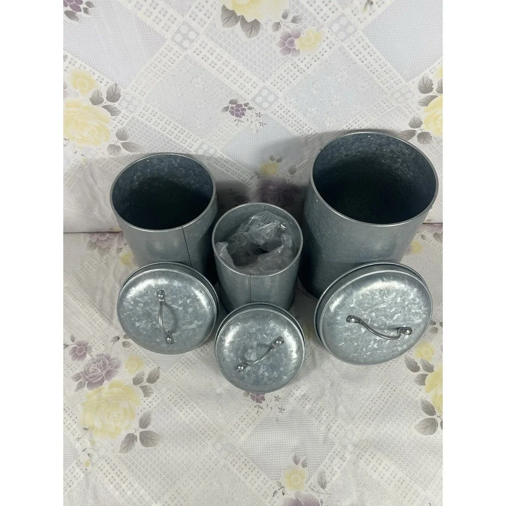 Set of 3 Food Containers with Lids, Rustic Vintage Jars, Country Kitchen
